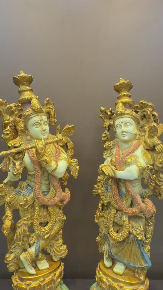 Brassaura® Brass Radha Krishna Pair Statue | Height 19 Inches