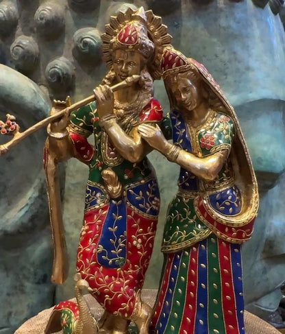 Brass Radha Krishna Murti Weight 20.27 Kg And Height 23 Inch