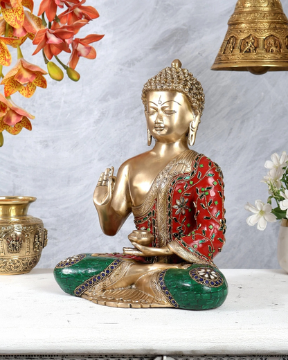 ब्रासोरा® वृंदावन वेणुगोपाल कृष्ण पीतल की प्रतिमा मोर के साथ | एंटीक नीला और सुनहरा रंग | ऊँचाई 20 इंच