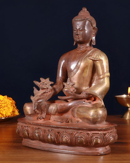 Brass Bhumisprasa Vintage Buddha Statue Weight 2.730 kg & Height 9.5 Inch