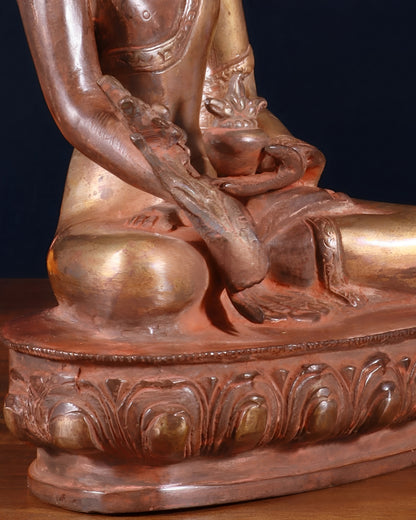 Brass Bhumisprasa Vintage Buddha Statue Weight 2.730 kg & Height 9.5 Inch