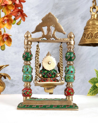 Brassaura® Brass Ganesha Swing Statue | Height 8 Inches