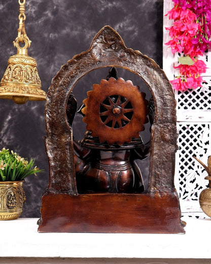 ब्रासोरा® वृंदावन वेणुगोपाल कृष्ण पीतल की प्रतिमा मोर के साथ | एंटीक नीला और सुनहरा रंग | ऊँचाई 20 इंच