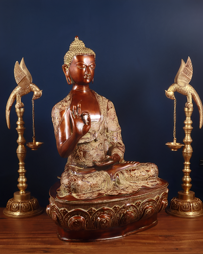 Brass Blessing Buddha Statue Weight 48 kg & Height 33 Inch