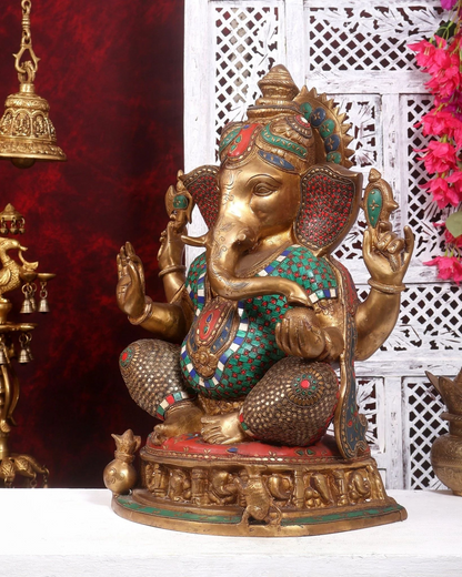 ब्रासोरा® वृंदावन वेणुगोपाल कृष्ण पीतल की प्रतिमा मोर के साथ | एंटीक नीला और सुनहरा रंग | ऊँचाई 20 इंच