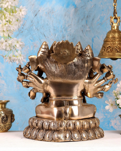 Brassaura® Brass Panchmukhi Ganesha Statue | Height 13 Inches