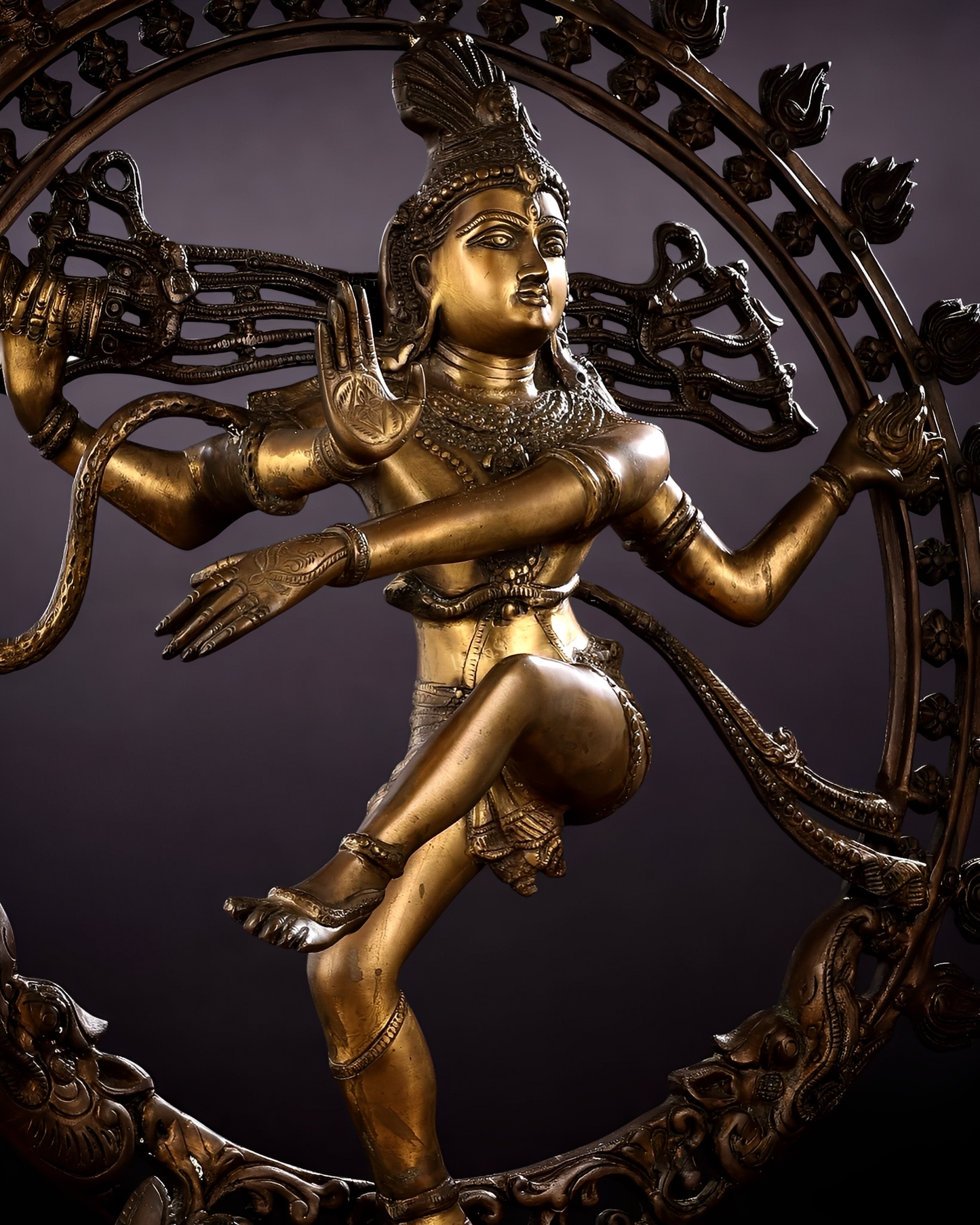 Brassaura™ Pure Brass Nataraja Statue in Chola Antique Tone | Height 33 Inches & Weight 23 Kgs | Temple & Home Décor