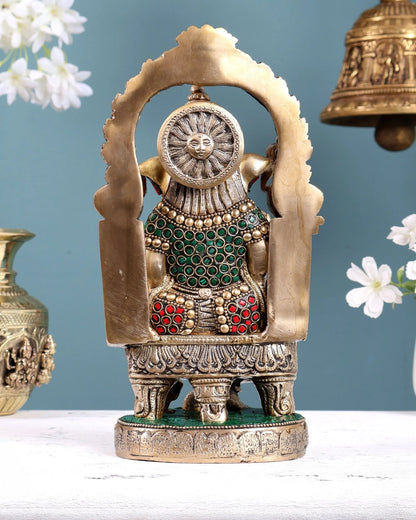 Brassaura® Brass Ganesha Statue on Throne | Height 10 Inches