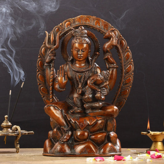 Brassaura™ Pure Brass Lord Ganesha on Shiva’s Lap | Height 12 Inches | Weight 4 Kgs | Spiritual Home Decor