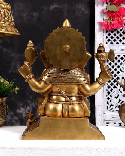 ब्रासोरा® वृंदावन वेणुगोपाल कृष्ण पीतल की प्रतिमा मोर के साथ | एंटीक नीला और सुनहरा रंग | ऊँचाई 20 इंच