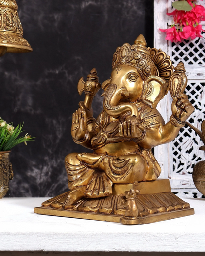 ब्रासोरा® वृंदावन वेणुगोपाल कृष्ण पीतल की प्रतिमा मोर के साथ | एंटीक नीला और सुनहरा रंग | ऊँचाई 20 इंच
