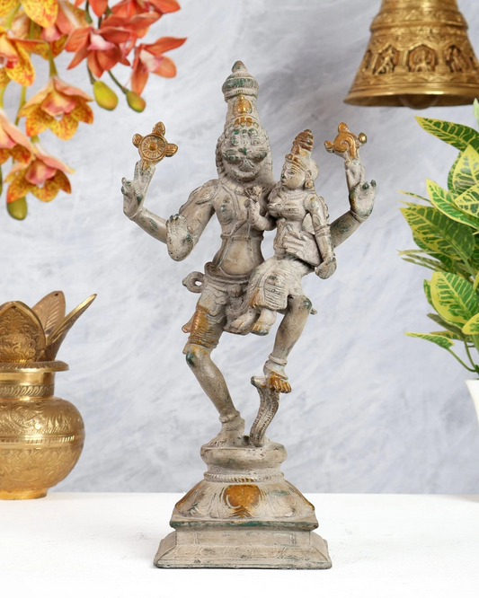 Brassaura® Brass Narasimha & Lakshmi Idol | Height 12 Inches