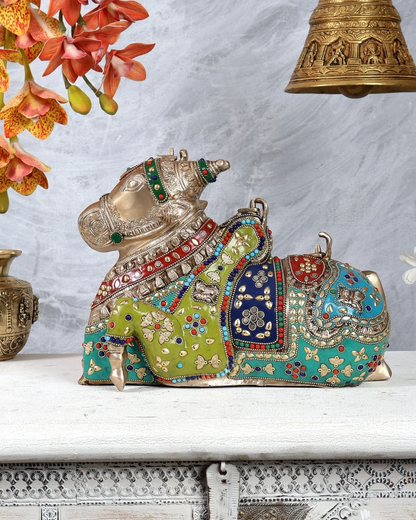 Brassaura® Brass Nandi Statue | Height 8 Inches