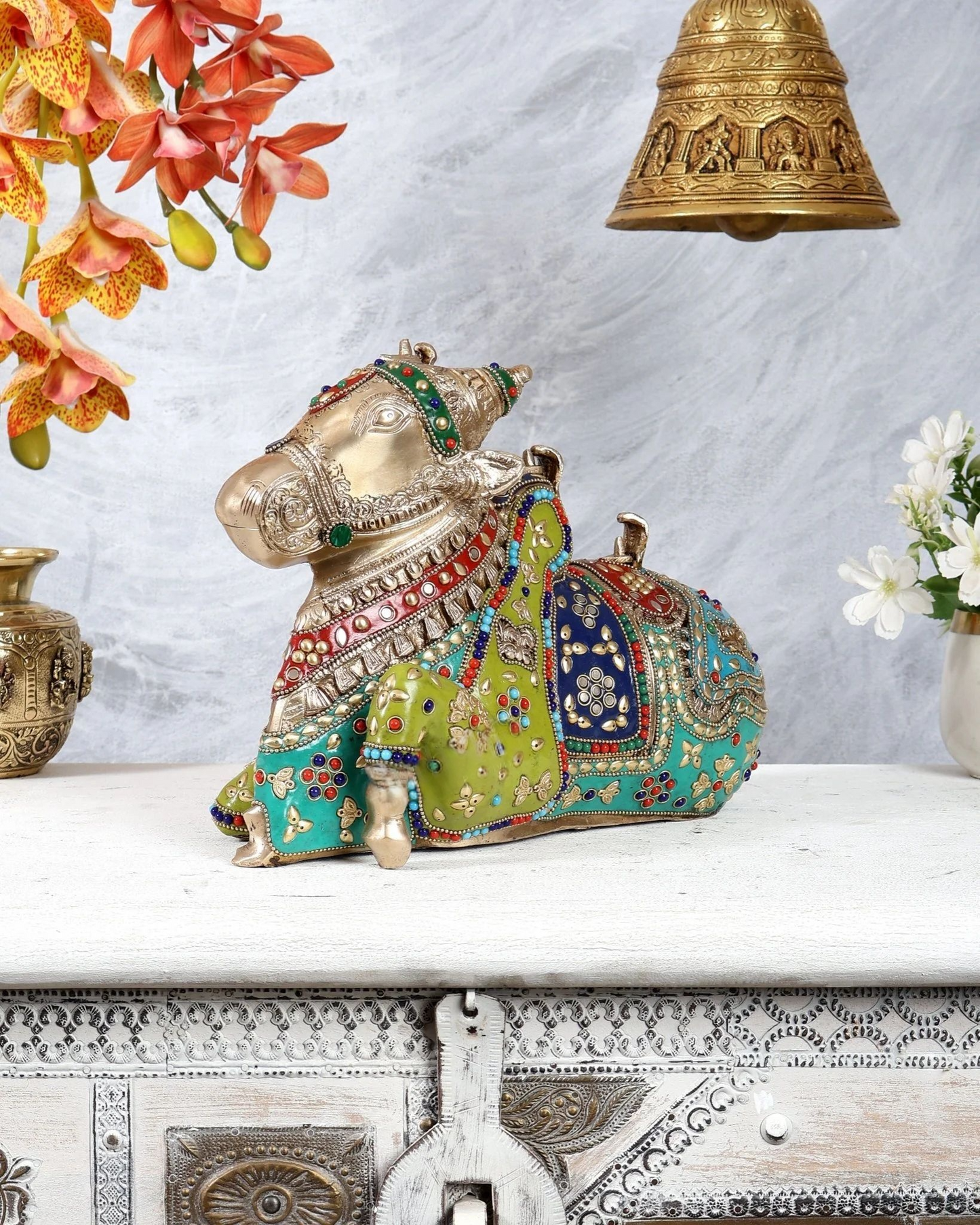 Brassaura® Brass Nandi Statue | Height 8 Inches