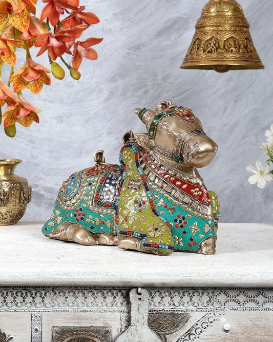 Brassaura® Brass Nandi Statue | Height 8 Inches
