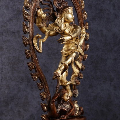 Brassaura™ Pure Brass Lord Shiva Nataraja Statue | Handcrafted Cosmic Dance Idol | Weight 8 Kgs | Height 21.5 Inches