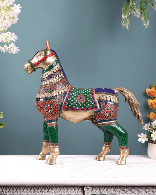 Brassaura® Brass Horse Statue | Height 21.2 Inches