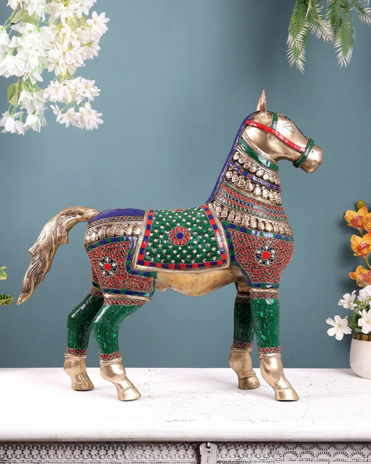 Brassaura® Brass Horse Statue | Height 21.2 Inches