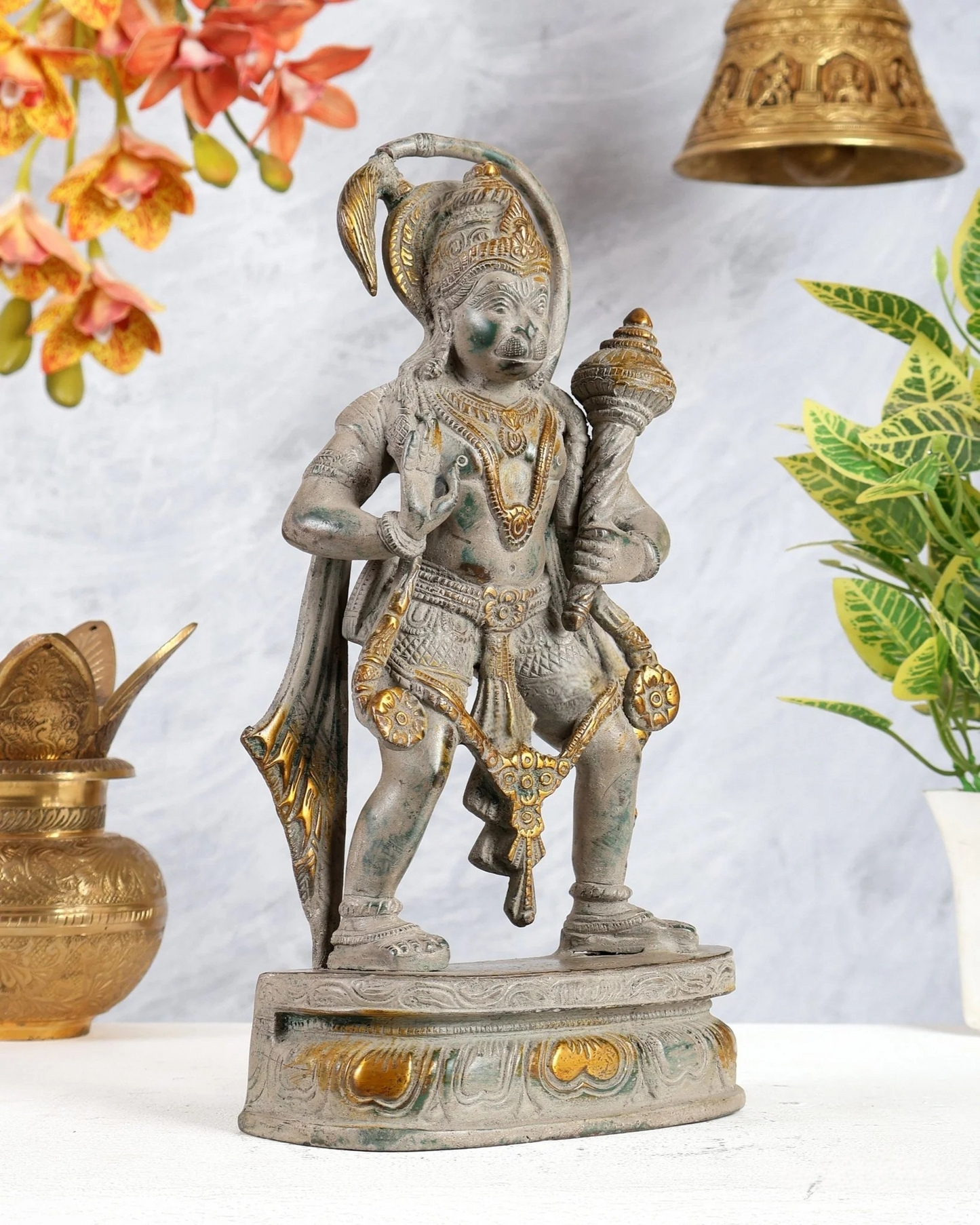 Brassaura® Brass Hanuman Standing Statue | Height 11 Inches