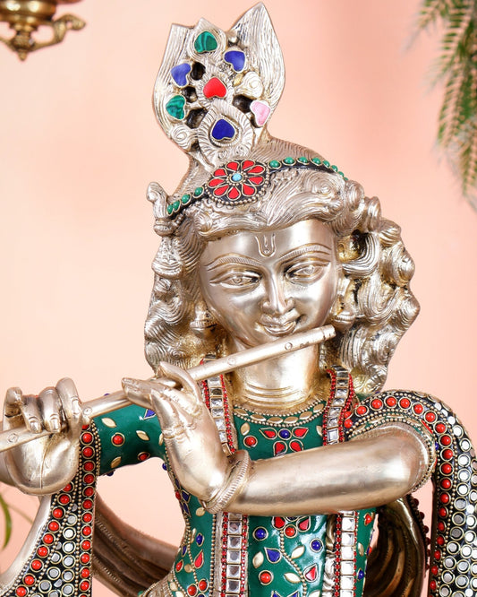 Brassaura® Brass Krishna Statue | Height 27 Inches