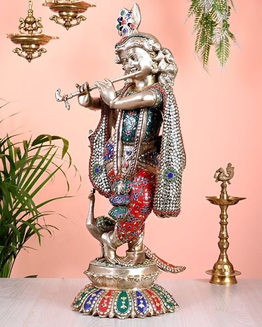 Brassaura® Brass Krishna Statue | Height 27 Inches
