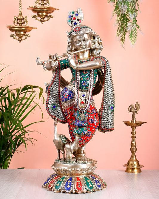 Brassaura® Brass Krishna Statue | Height 27 Inches
