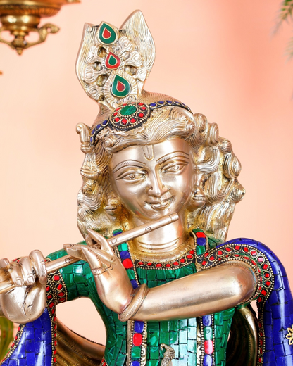 Brassaura® Brass Krishna Statue | Height 27 Inches