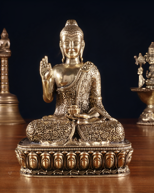 Brass Blessing Buddha Statue Weight 0.189 kg & Height 4 Inch