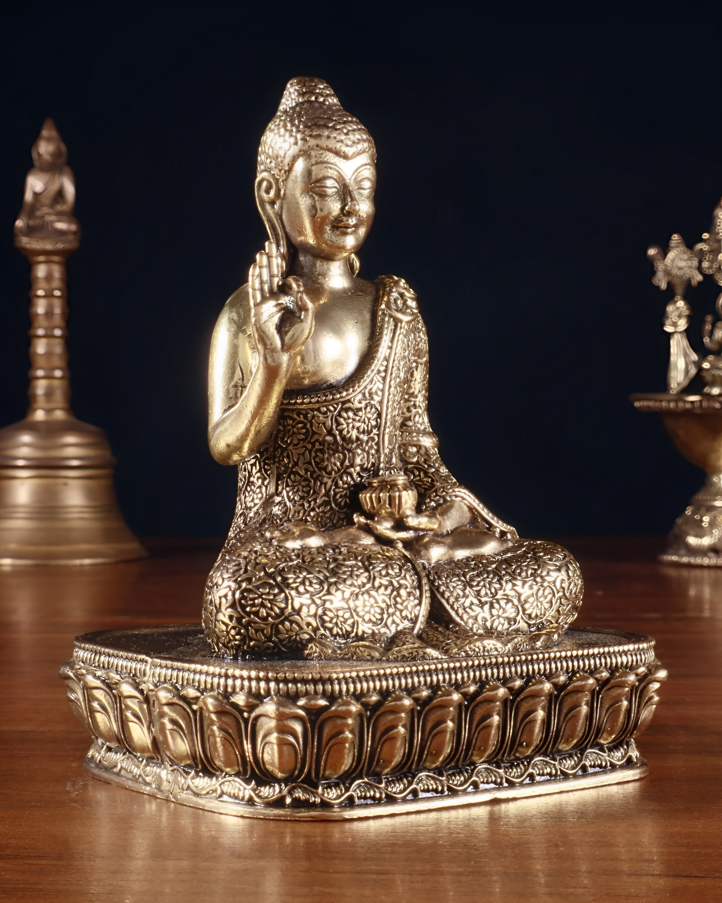 Brass Blessing Buddha Statue Weight 0.189 kg & Height 4 Inch