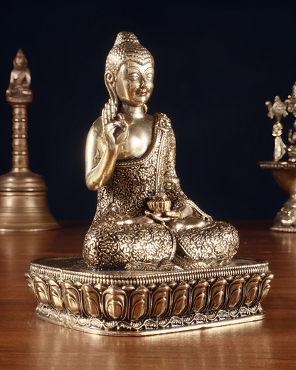 Brass Blessing Buddha Statue Weight 0.189 kg & Height 4 Inch