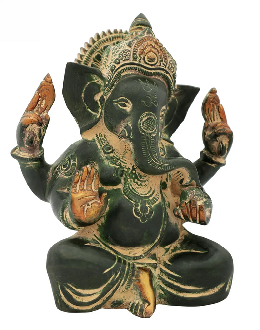 Brassaura™ Compact Seated Ganesha Idol | Height 7 Inches & Weight 2 kgs
