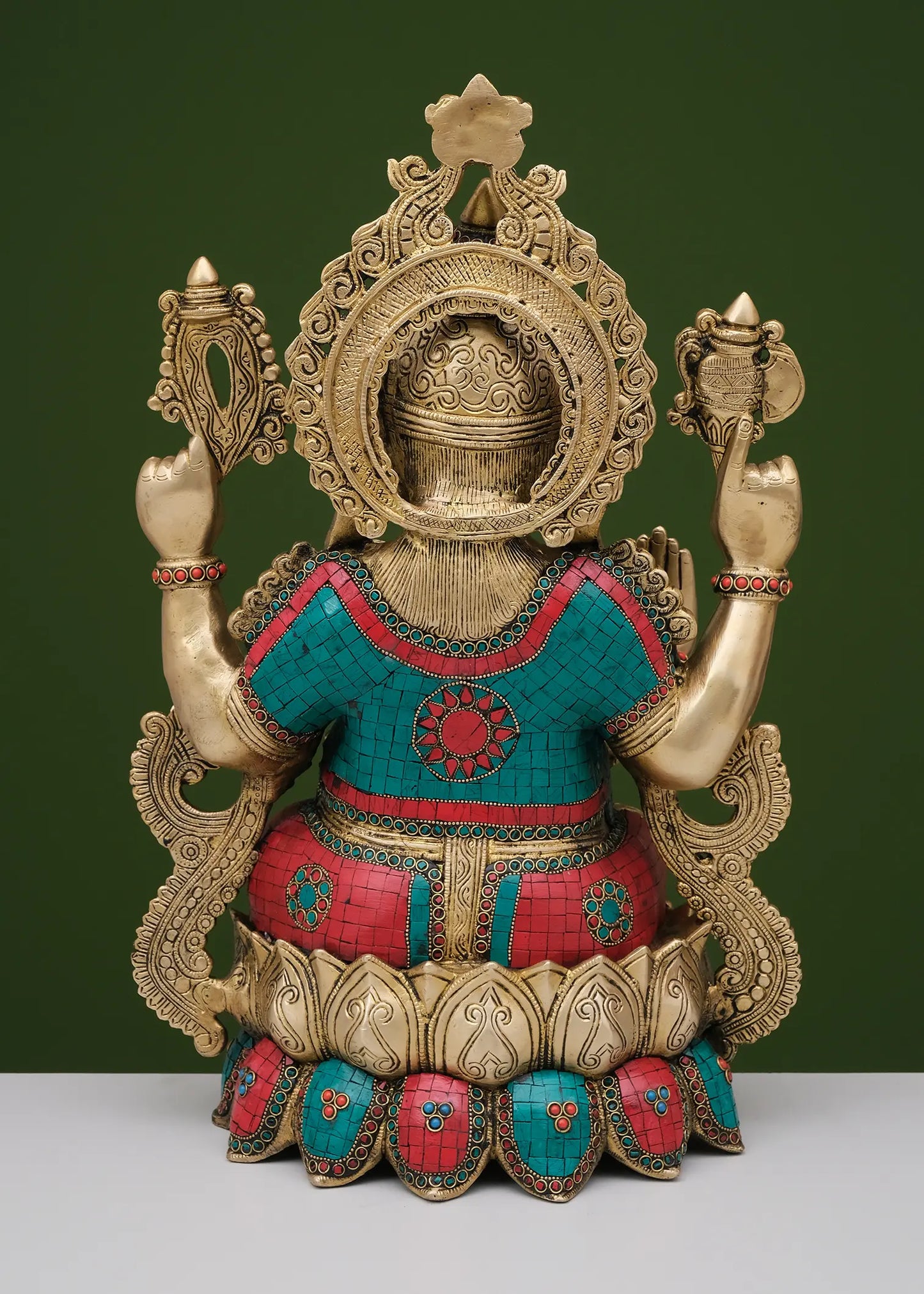Brassaura™ Meenakari Stonework Ganesha Idol | Height 21 Inches & Weight 21.76 kgs