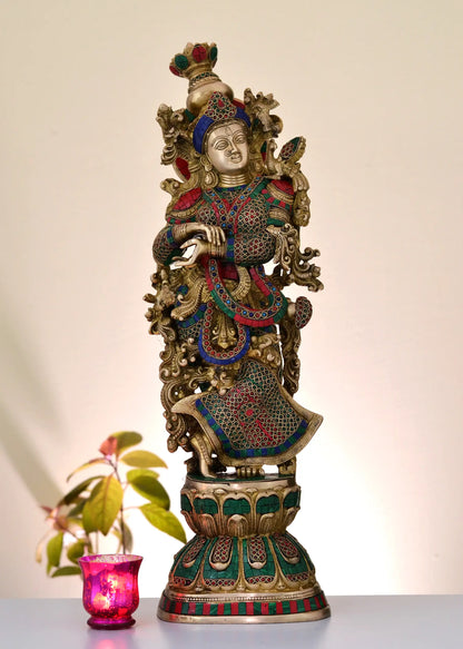 Brassaura® Goddess Radha Brass Statue | Intricate Traditional Craftsmanship | Height 11.4 Inches & Weight 15.80 kgs