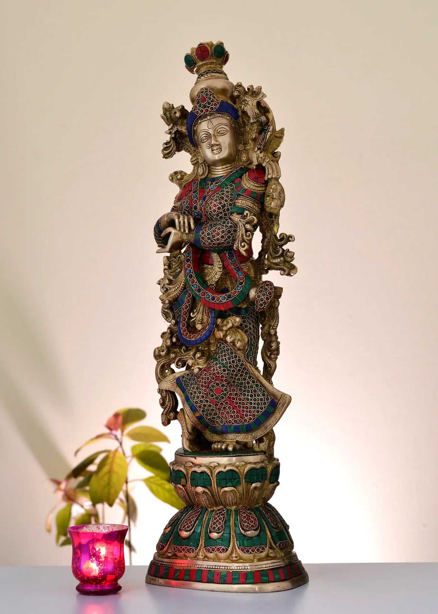 Brassaura® Goddess Radha Brass Statue | Intricate Traditional Craftsmanship | Height 11.4 Inches & Weight 15.80 kgs