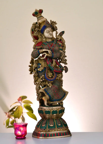 Brassaura® Goddess Radha Brass Statue | Intricate Traditional Craftsmanship | Height 11.4 Inches & Weight 15.80 kgs