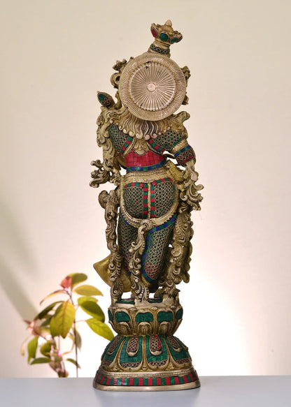 Brassaura® Goddess Radha Brass Statue | Intricate Traditional Craftsmanship | Height 11.4 Inches & Weight 15.80 kgs
