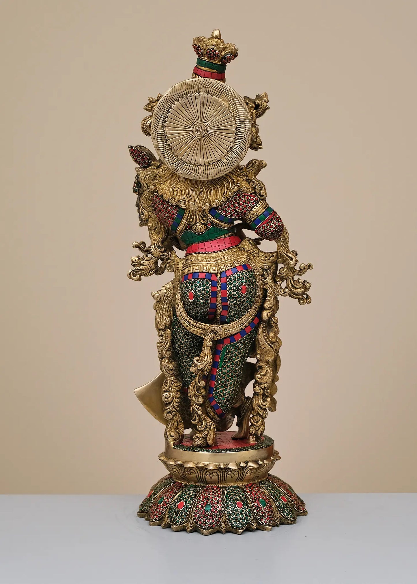 Brassaura® Brass Goddess Radha with Intricate Inlay Work | Height 26 Inches & Weight 17.80 kgs