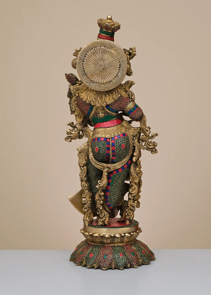 Brassaura® Brass Goddess Radha with Intricate Inlay Work | Height 26 Inches & Weight 17.80 kgs