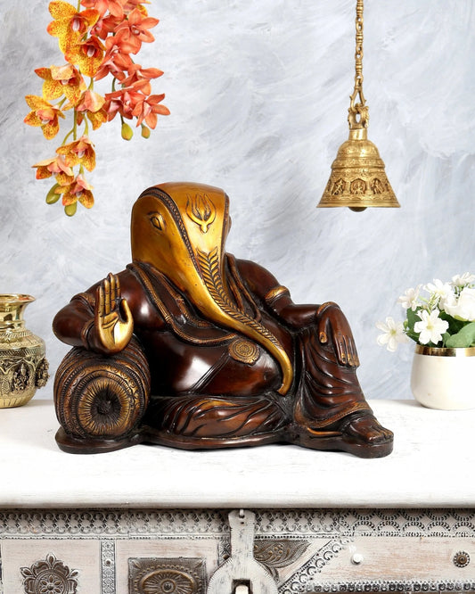 Brassaura® Brass Dual-Tone Ganesha Statue | Height 13 Inches
