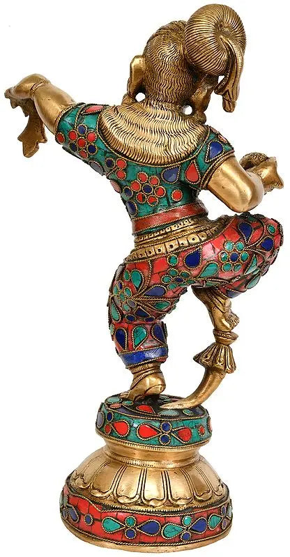 Brassaura® Brass Dancing Krishna Statue | Height 28 cm & Weight 3.67 kg