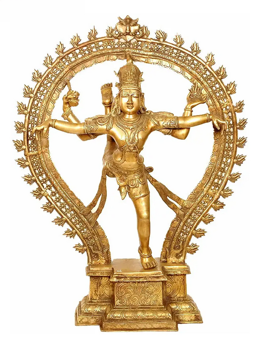 Brassaura® Lord Nataraja in Cosmic Dance Form | Pure Brass Finish | Height 34.45 Inches & Weight 29.40 kgs