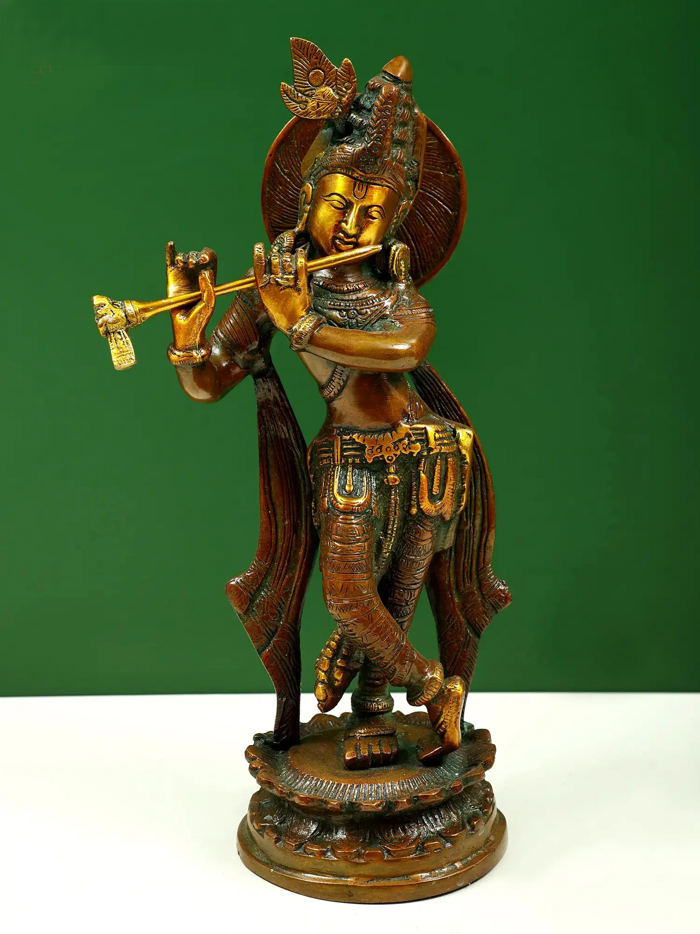 Brassaura® Brass Krishna Statue | Height 11 Inches & Weight 1.98 kg