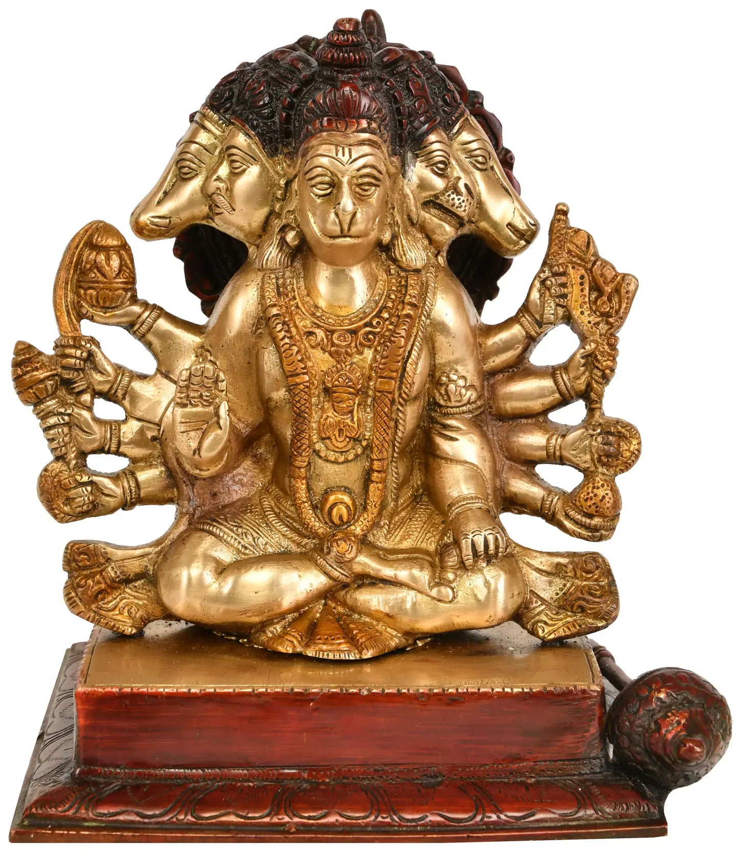 Brassaura® Panchmukhi Hanuman Statue | Brass Idol for Home Temple & Spiritual Decor | Height 7.5 Inches & Weight 3.30 kgs