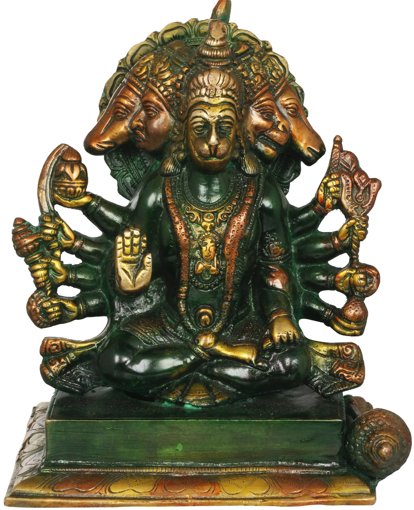 Brassaura® Panchmukhi Hanuman Statue | Brass Idol for Home Temple & Spiritual Decor | Height 7.5 Inches & Weight 3.30 kgs