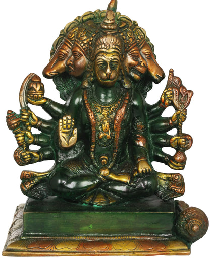 Brassaura® Panchmukhi Hanuman Statue | Brass Idol for Home Temple & Spiritual Decor | Height 7.5 Inches & Weight 3.30 kgs