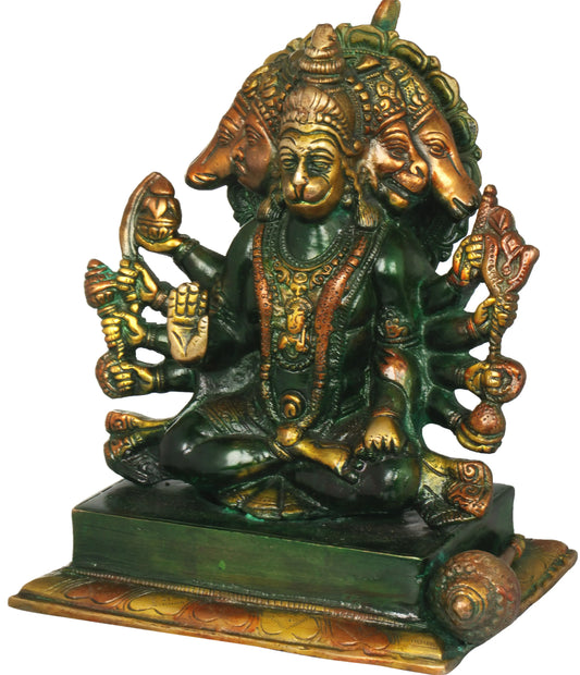 ब्रसौड़ा® पंचमुखी हनुमान मूर्ति | घर के मंदिर और आध्यात्मिक सजावट के लिए पीतल की मूर्ति | ऊंचाई 7.5 इंच और वज़न 3.30 किलोग्राम