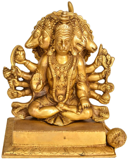 Brassaura® Panchmukhi Hanuman Statue | Brass Idol for Home Temple & Spiritual Decor | Height 7.5 Inches & Weight 3.30 kgs