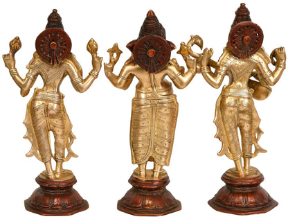 Brassaura® Lakshmi Ganesha Saraswati Brass Idol Set | Height 10.04 Inches & Weight 6.40 kgs