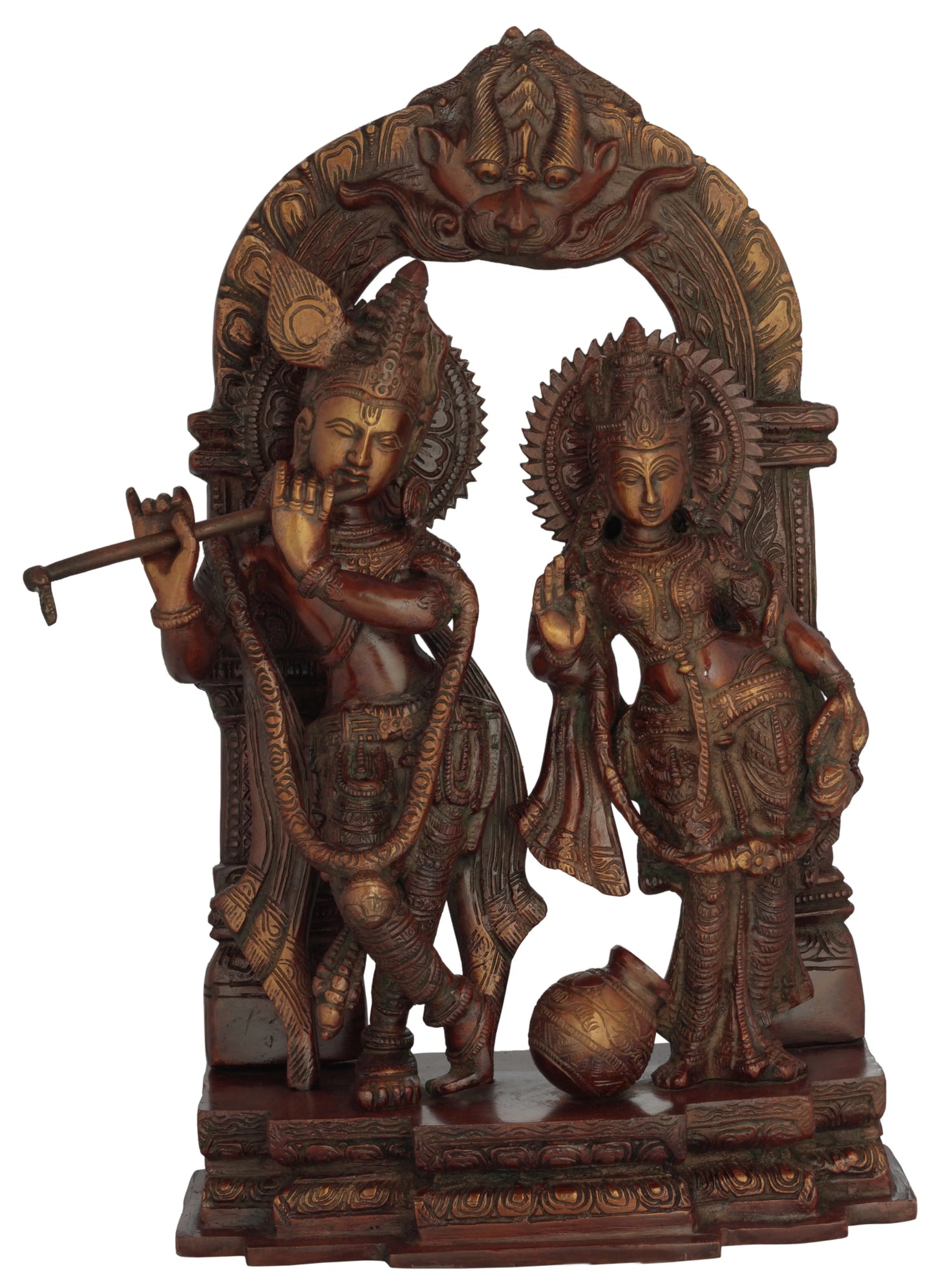 Brassaura® Brass Radha Krishna Statue | Height 14.37 Inches & Weight 7.20 kg