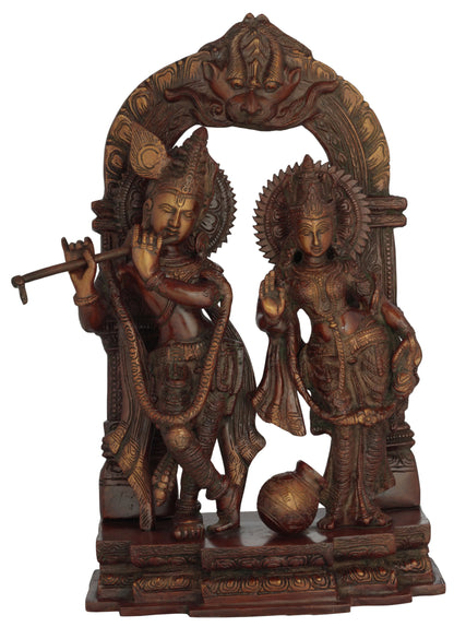 Brassaura® Brass Radha Krishna Statue | Height 14.37 Inches & Weight 7.20 kg